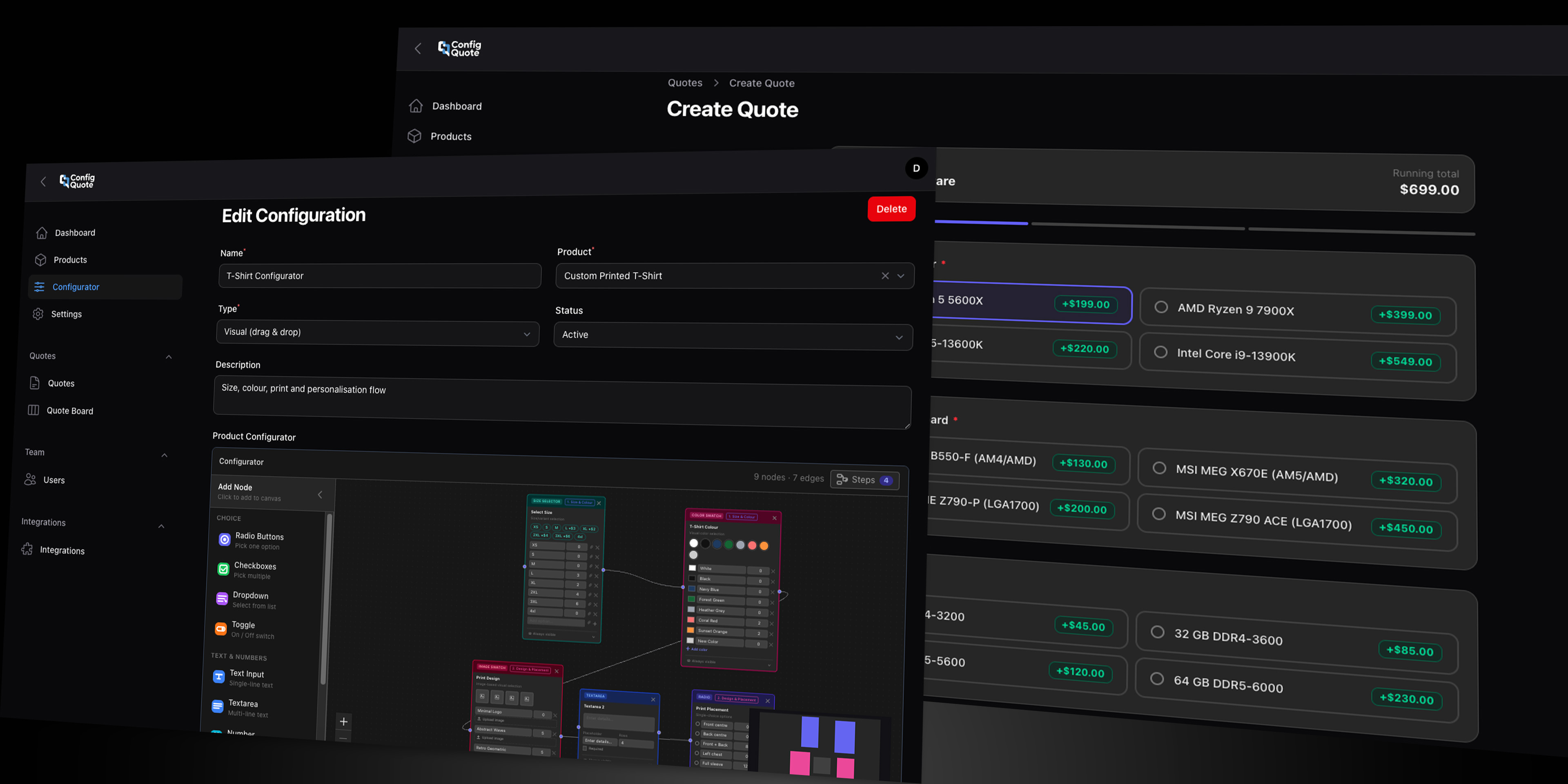 ConfigQuote Hero - Dark Mode