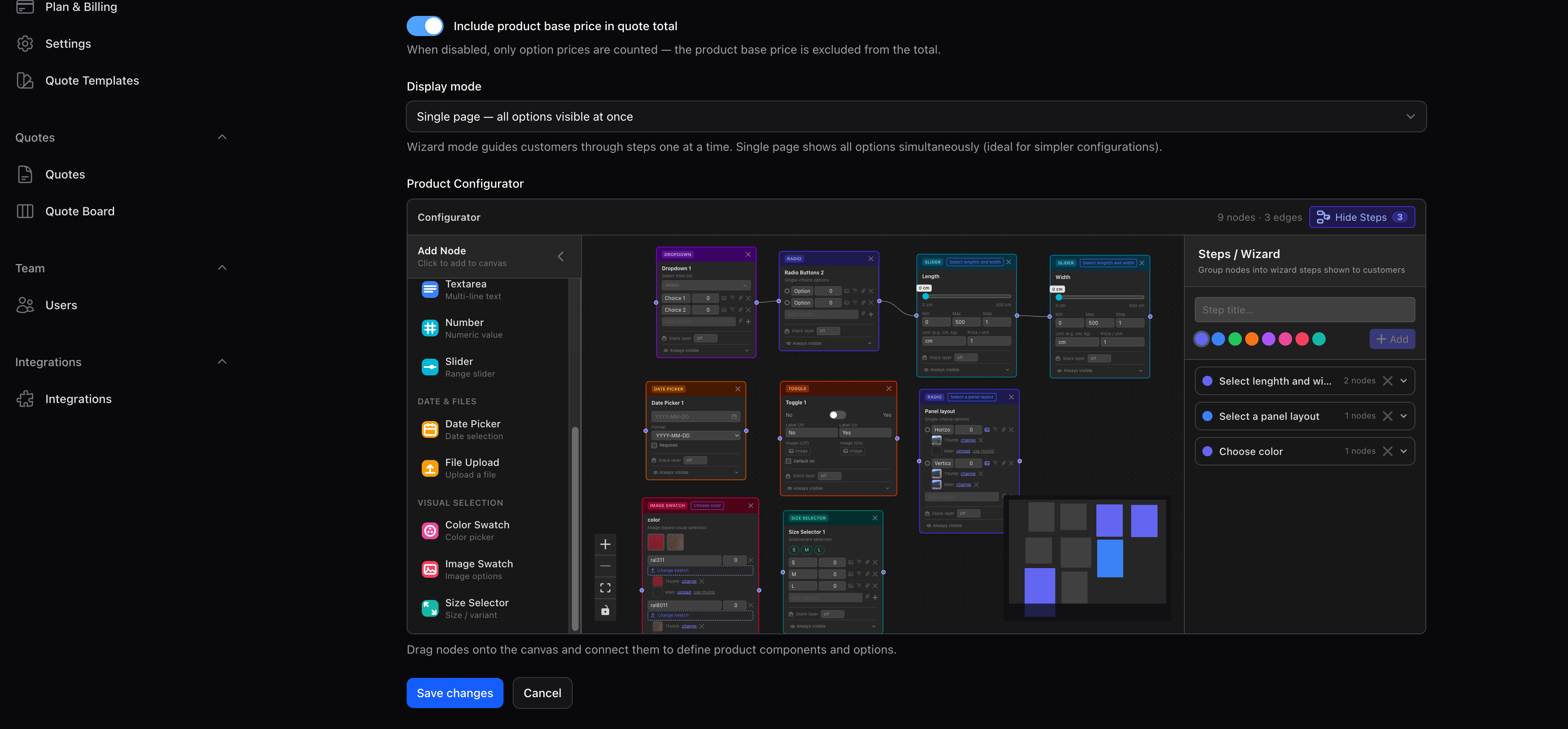 Product configuration