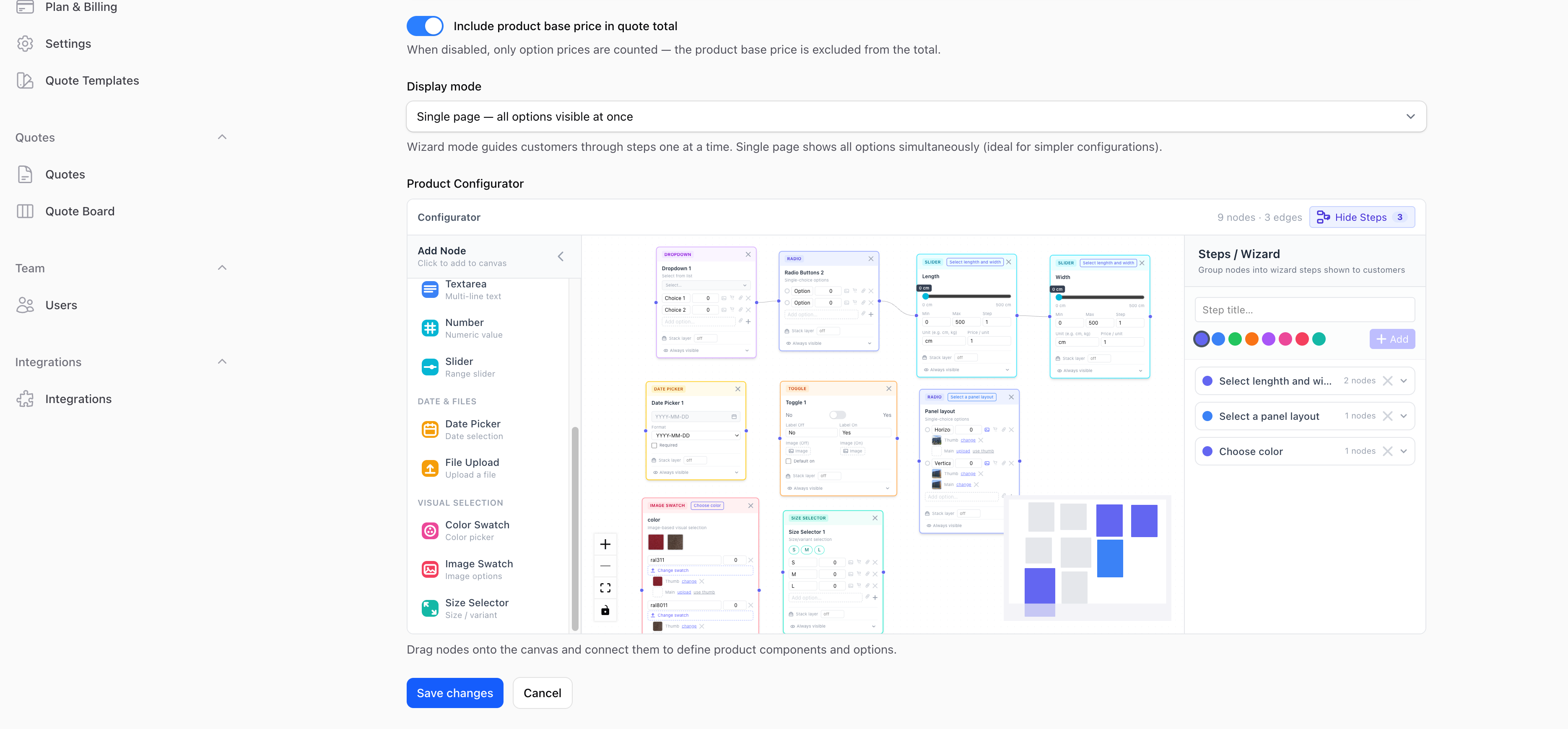 Product configuration